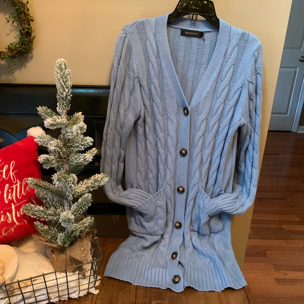 Merokeety Light Blue Cardigan